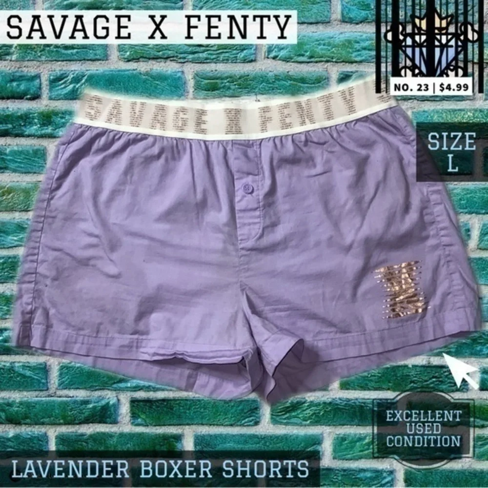 SAVAGE X FENTY LAVENDER GOLD BOXER SHORTS SIZE LARGE LOUNGEWEAR
